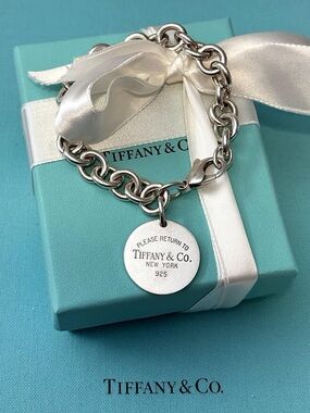 Tiffany & Co Rolo Link Round Tag Bracelet